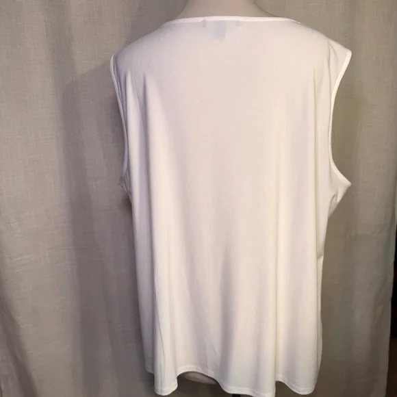 ROZ & ALI SLEEVELESS BLOUSE woman’s size 2X White Pleated Neckline Double Lined - Picture 6 of 10